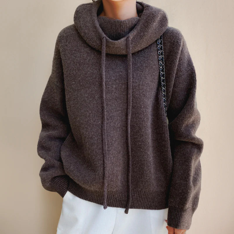 Women's Ribbed Hooded Sweater with Long Sleeves 1