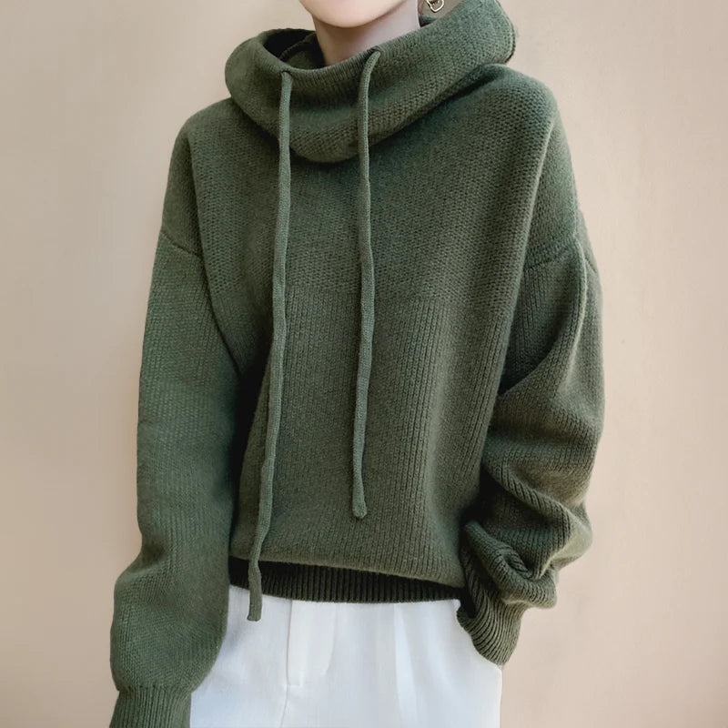 Women's Ribbed Hooded Sweater with Long Sleeves 3