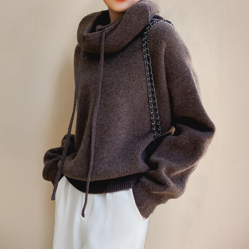 Women's Ribbed Hooded Sweater with Long Sleeves 7