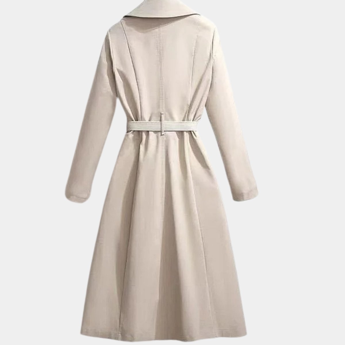 Women's Belted Midi Trench Coat with Collar 4
