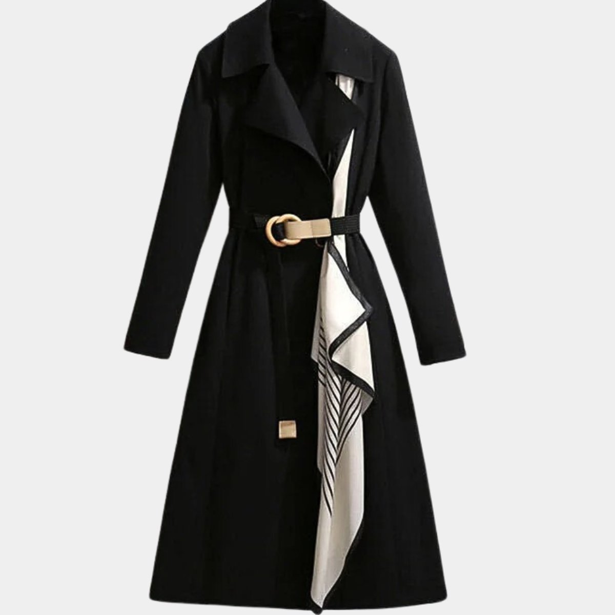 Women's Belted Midi Trench Coat with Collar 3