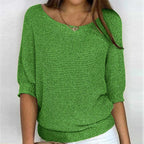 Women's Chunky Knit Half-Sleeve Pullover Round Neck 6