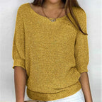 Women's Chunky Knit Half-Sleeve Pullover Round Neck 5