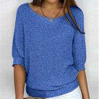 Women's Chunky Knit Half-Sleeve Pullover Round Neck 4