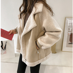 Women's Oversized Shearling Jacket with Notch Collar 2