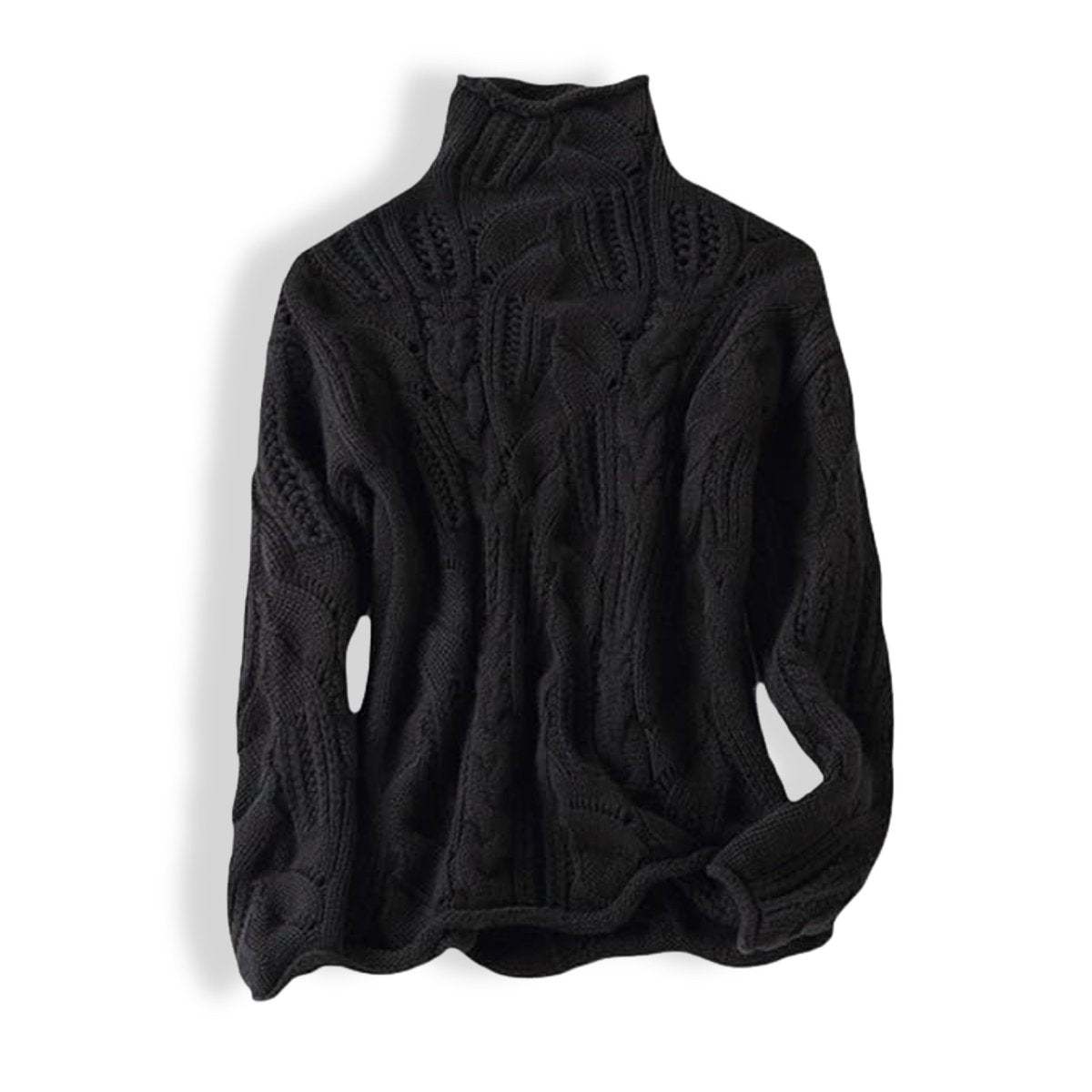 Women's Cable-Knit Turtleneck Sweater Relaxed Fit 3