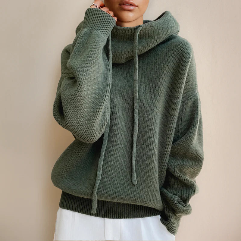 Women's Ribbed Hooded Sweater with Long Sleeves 5