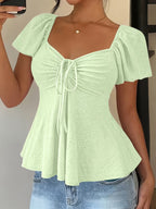 Mariah | Breathable V-Neck Drawstring Top 9