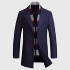 Men's Shawl Collar Coat with Quilted Lining Plaid Detail 2