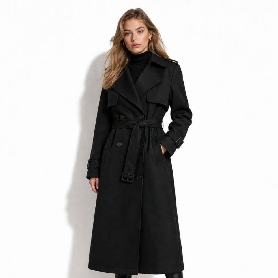 Women's Double-Breasted Belted Trench Coat Oversized Fit 10