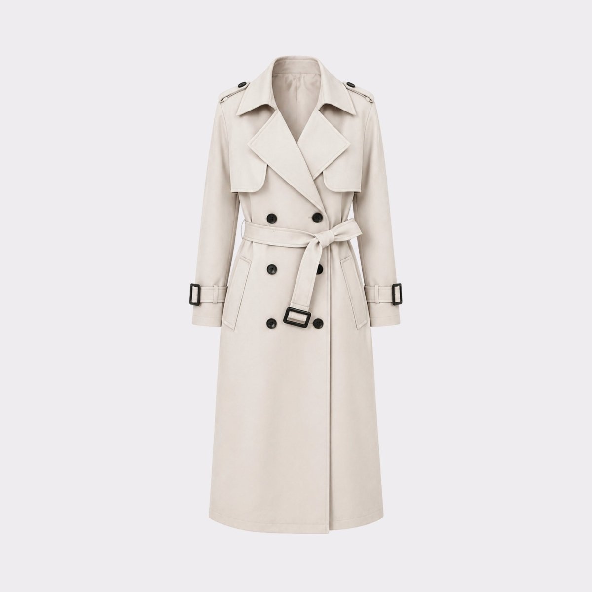 Women's Double-Breasted Belted Trench Coat Oversized Fit 12