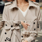 Women's Double-Breasted Belted Trench Coat Oversized Fit 17