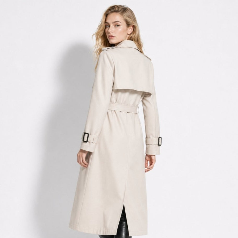 Women's Double-Breasted Belted Trench Coat Oversized Fit 5