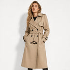 Women's Double-Breasted Belted Trench Coat Oversized Fit 6