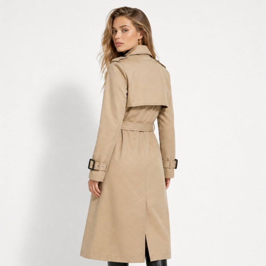 Women's Double-Breasted Belted Trench Coat Oversized Fit 8