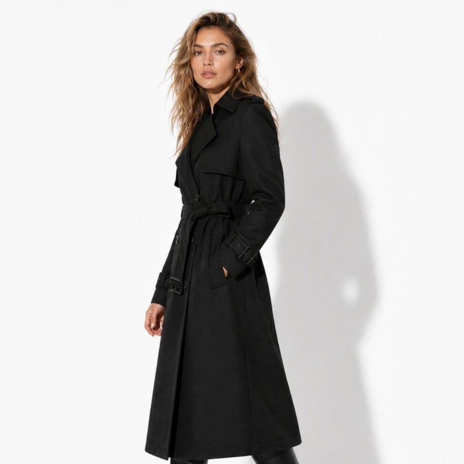 Women's Double-Breasted Belted Trench Coat Oversized Fit 9