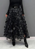 Women's Dimensional Polka Dot Maxi Skirt with Flowing Fit 1