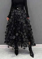 Women's Dimensional Polka Dot Maxi Skirt with Flowing Fit 1