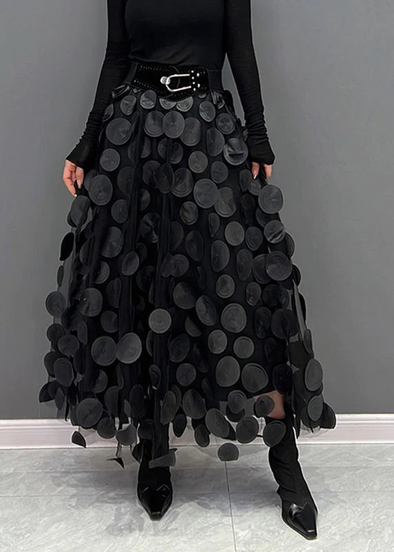 Women's Dimensional Polka Dot Maxi Skirt with Flowing Fit 1