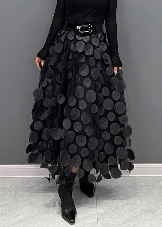 Women's Dimensional Polka Dot Maxi Skirt with Flowing Fit 5