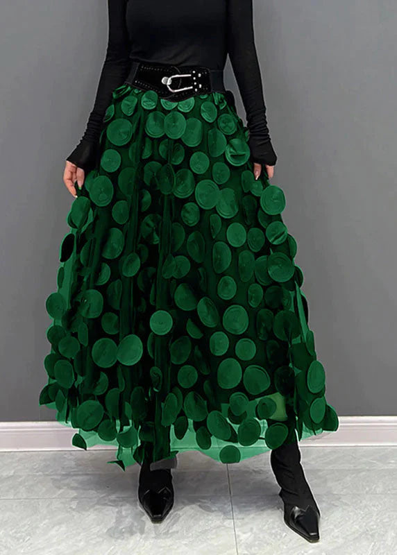Women's Dimensional Polka Dot Maxi Skirt with Flowing Fit 3