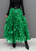 Women's Dimensional Polka Dot Maxi Skirt with Flowing Fit 4