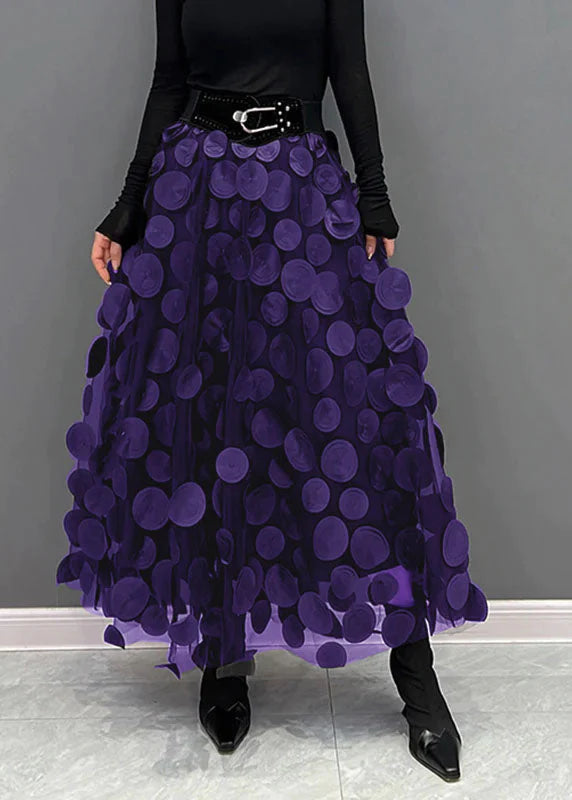 Women's Dimensional Polka Dot Maxi Skirt with Flowing Fit 2
