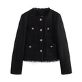 Women's Textured Blazer Gold Button Front with Patch Pockets 2