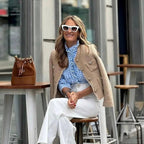 Women's Textured Blazer Gold Button Front with Patch Pockets 5