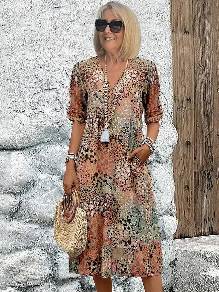 Arabella | Vibrant Pattern Midi Dress 6
