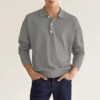 Men's Long Sleeve Polo Shirt with Button Placket 6