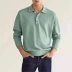 Men's Long Sleeve Polo Shirt with Button Placket 4