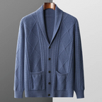 Men's Cable Knit Cardigan with Shawl Collar and Buttons 4