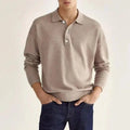 Men's Long Sleeve Polo Shirt with Button Placket 3