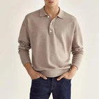 Men's Long Sleeve Polo Shirt with Button Placket 3