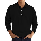 Men's Long Sleeve Polo Shirt with Button Placket 1