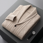 Men's Cable Knit Cardigan with Shawl Collar and Buttons 2