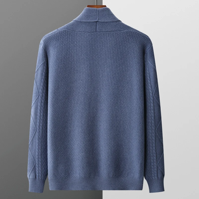 Men's Cable Knit Cardigan with Shawl Collar and Buttons 5
