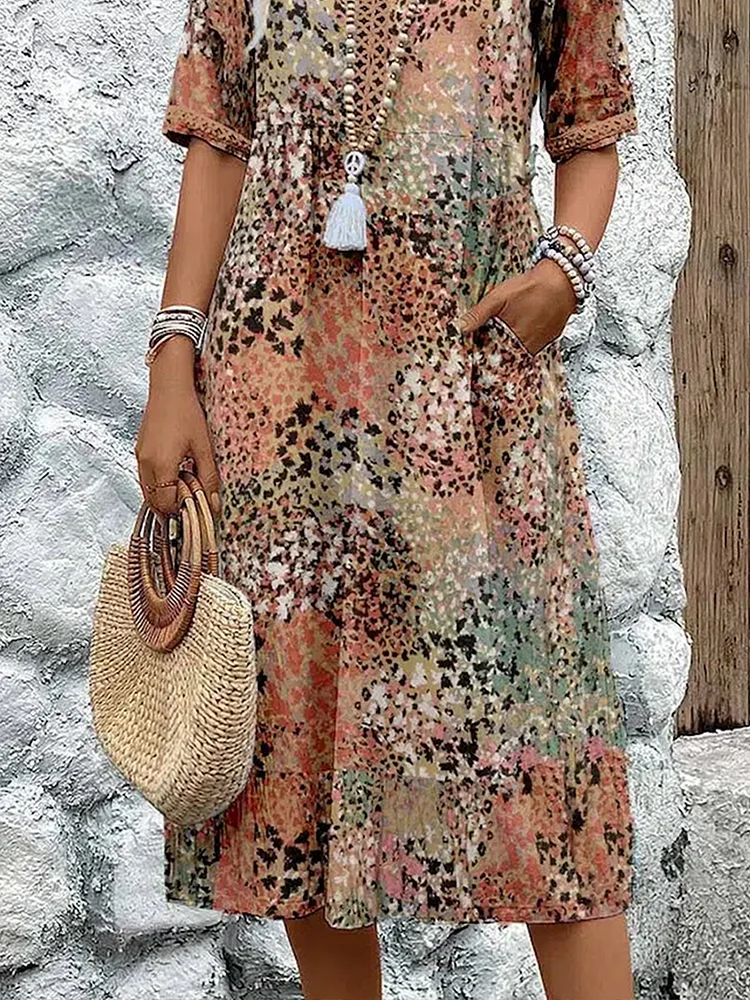 Arabella | Vibrant Pattern Midi Dress 8