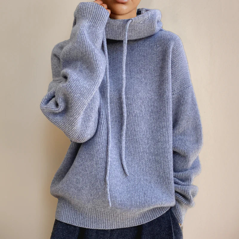 Women's Ribbed Hooded Sweater with Long Sleeves 6