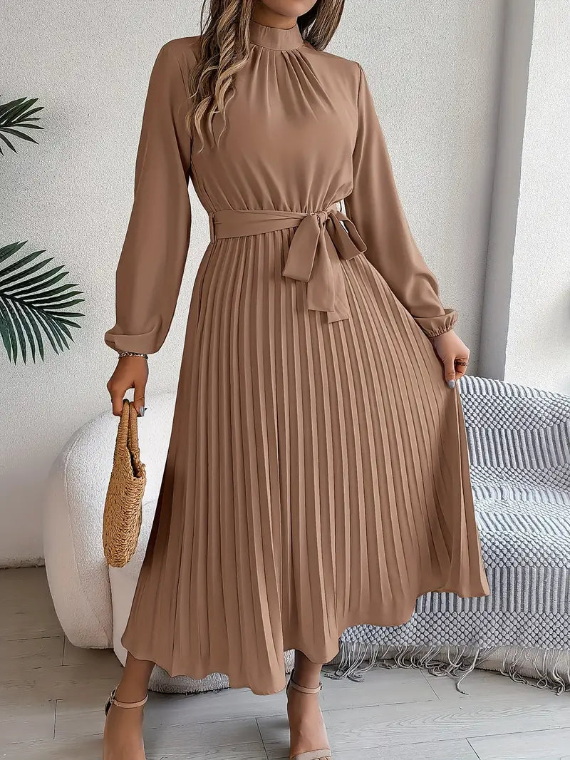 Isabella | Long-Sleeve Belted Waist Midi Dress 9