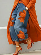 Mallory |  Stylish Shirt Dress and Floral Jeans Set 8