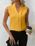 Marcella | Sleeveless Pleated V-Neck Blouse 3
