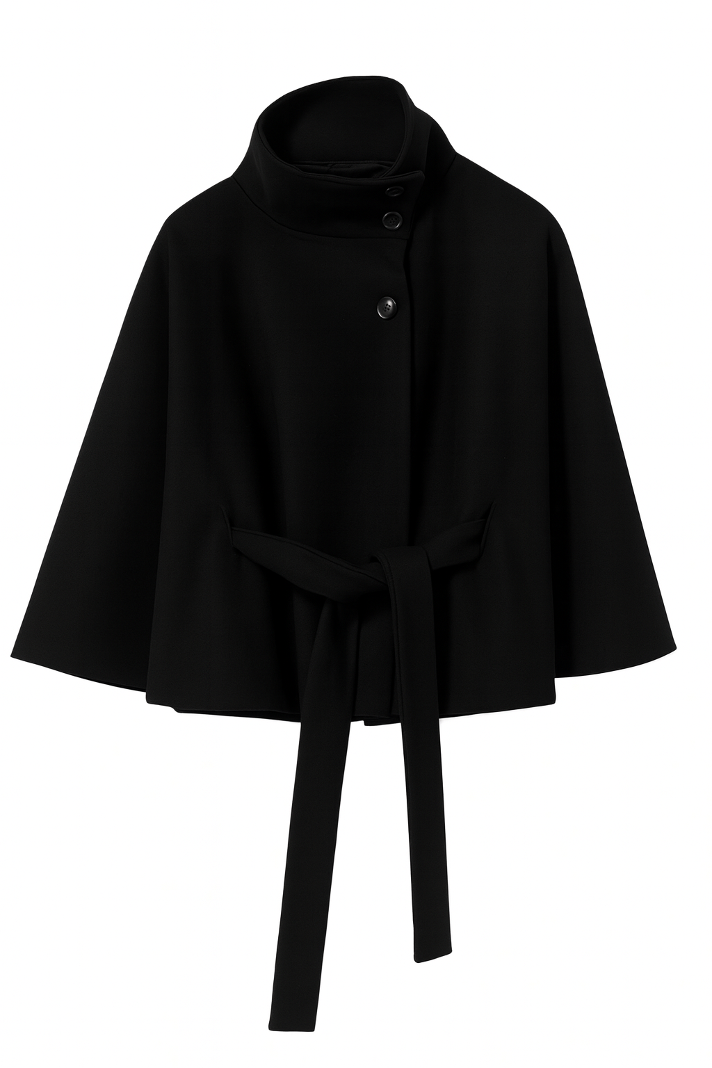 Women's Cape Coat with Belt and Button Closure 1