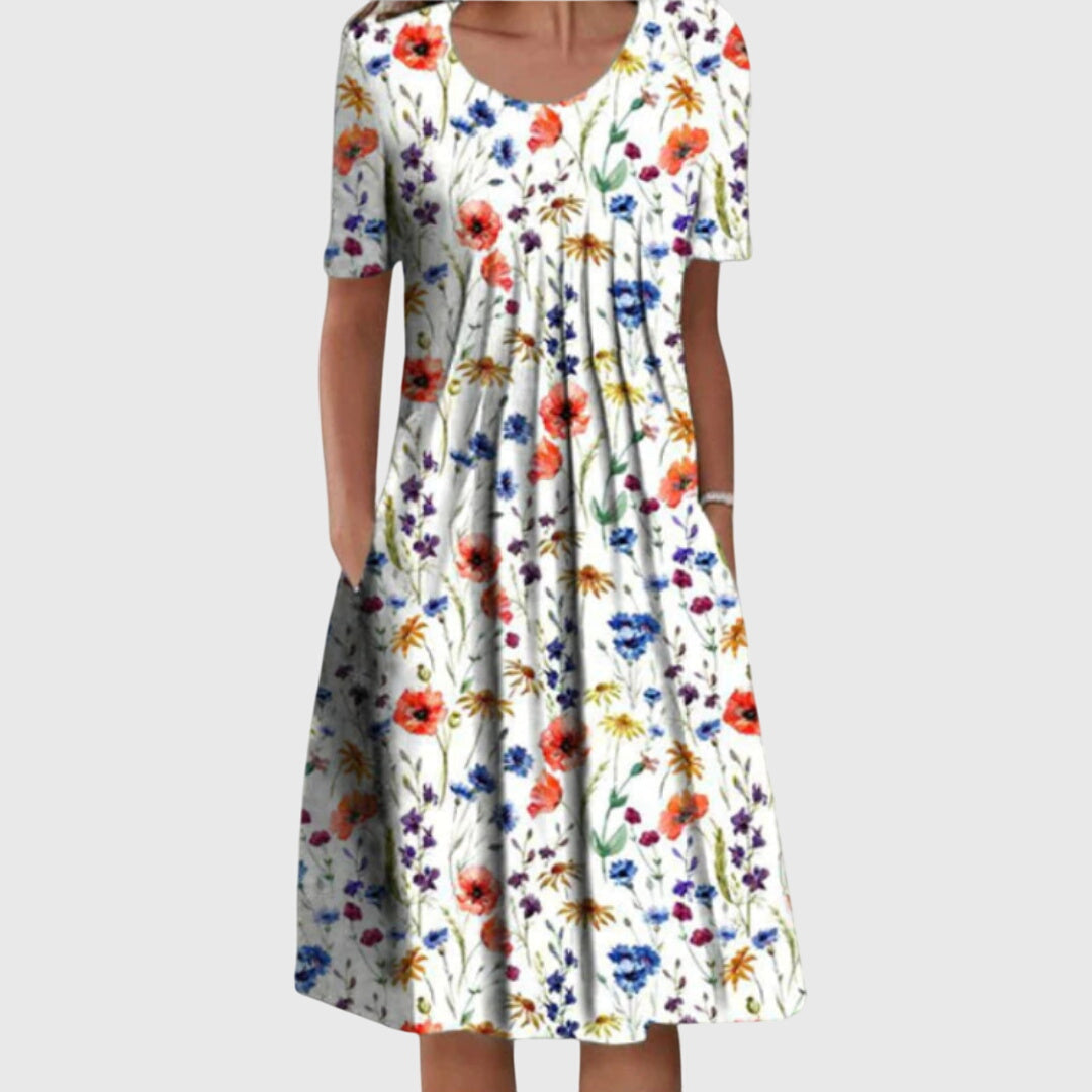 Eloise | Elegant Round Neck Floral Dress 1