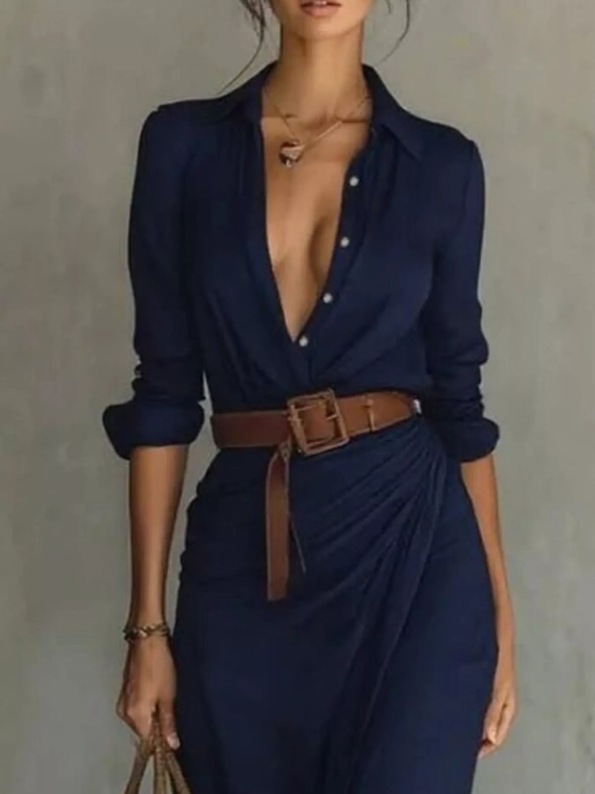 Verity | Elegant Belted Long Sleeve Maxi Dress 11