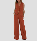 Holly | Sleeveless V-Neck & Wide-Leg Pant Set 14