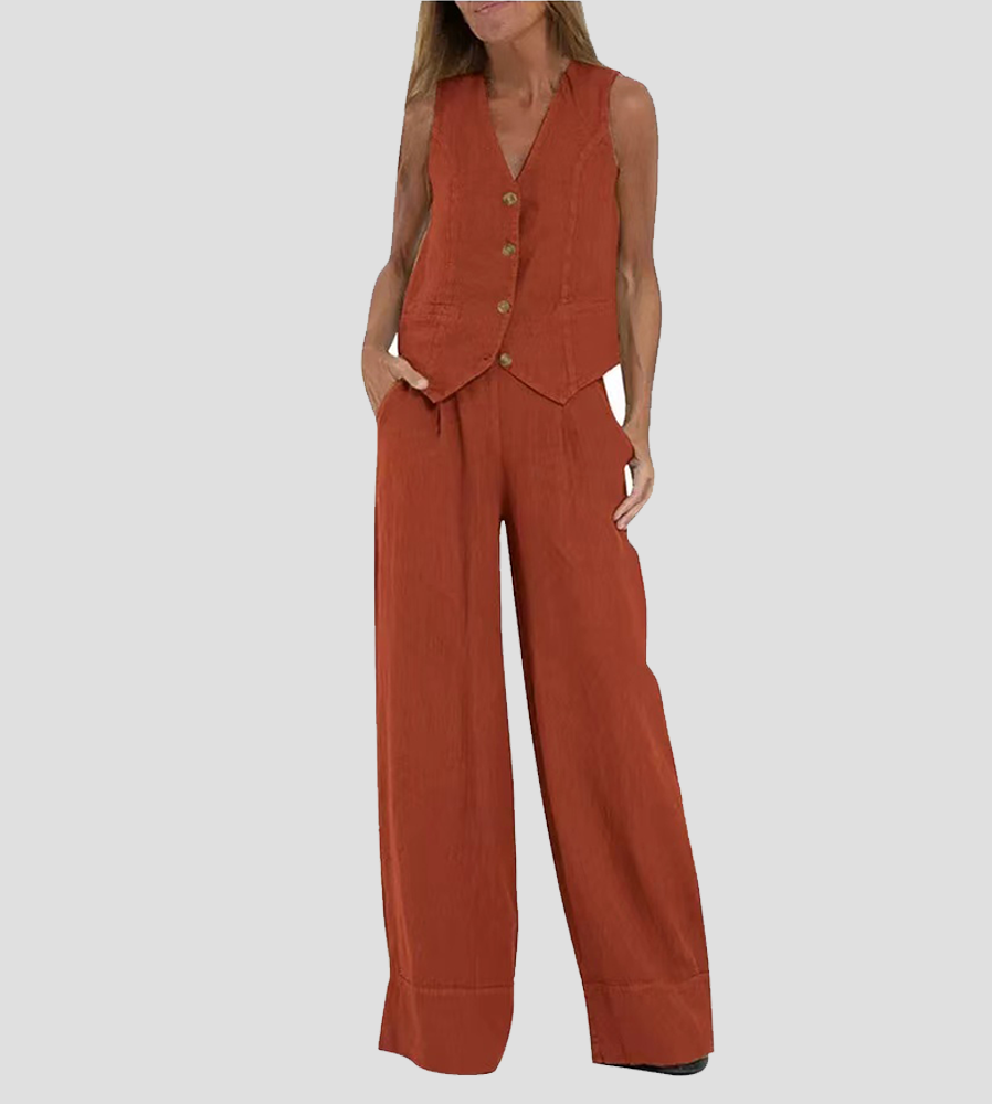 Holly | Sleeveless V-Neck & Wide-Leg Pant Set 14