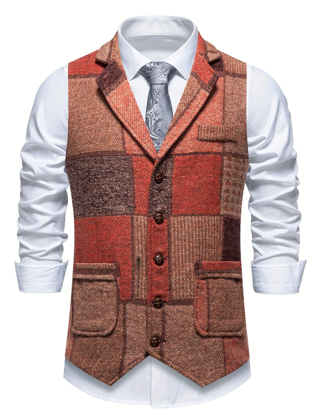 Benedict | Patchwork Vest with Herringbone Pattern 5