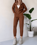 Women's Hooded Cable-Knit Zip Cardigan and Jogger Set 3